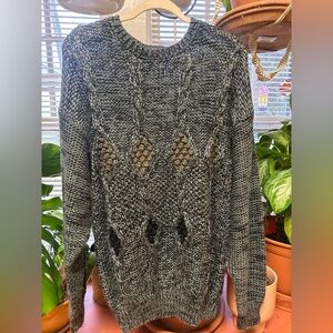 Elegant Black and Gray Knit Sweater